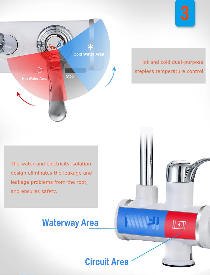 Мгновенный проточный Электрический водонагреватель, кран для кухни, мгновенный нагрев, водопроводный водонагреватель с светодиодный дисплеем температуры, ЕС
