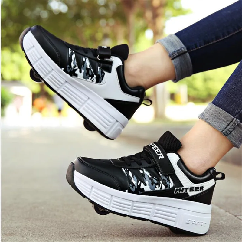 Adult Children Roller Skates Shoes Sneakers Men with Single Wheel and Double Wheel Rollers Skate Shoes Tennis Shoes Walking shoe