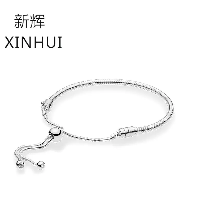 

Starland New 925 Sterling Silver Adjust MOMENTS SNAKE CHAIN SLIDER BRACELET & Bangle Fit Original pandora Women Jewelry Gifts