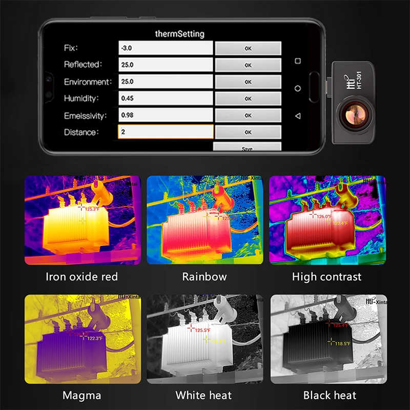 US $789.00 Thermal Imager HT301 USB Mobile Phone Thermal Infrared Imager for Android Phones 20 400 Resolution 384x288Temperature Gun