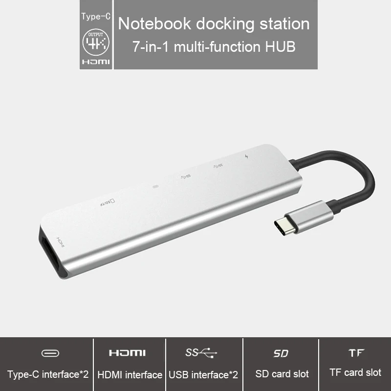 Basix Тип C концентратор к HDMI адаптер 4K Thunderbolt 3 USB C концентратор с концентратором 3,0 TF считыватель SD карт слот PD для MacBook Pro/Air USB C концентратор