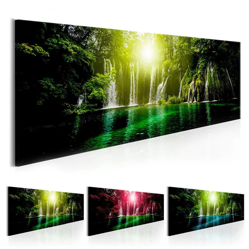 Green Forest Waterfall Green Dark Pool Natural