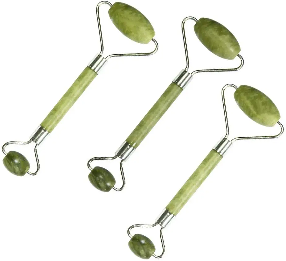 Facial Massage Roller Green Double Heads Jade Face Massage Roller Nature Slimming Beauty Health Care