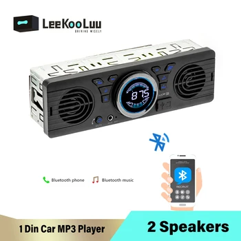 

LeeKooLuu Car Radio 1 Din In-dash MP3 Audio Player Built-in 2 Loudspeakers Mic Stereo FM Radio Bluetooth Aux USB/ TF Card Player