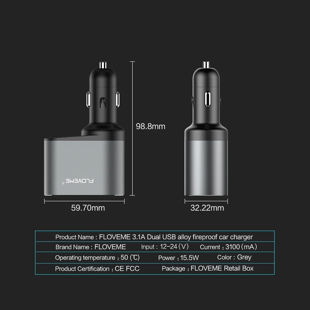 FLOVEME 3.1A быстрое автомобильное usb-устройство для зарядки телефона для iPhone 11 Pro Dual USB светодиодный дисплей зарядное устройство для мобильного телефона в автомобиле для samsung Xiaomi 9