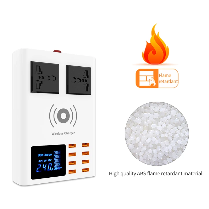 AAAE Топ WENHAO Cda10W мульти-порт Usb зарядная док-станция с 8 Usb зарядными портами и две розетки постоянного тока для поддержки быстрой беспроводной Cha