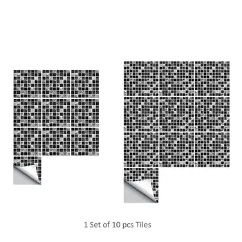 

10pcs/set 3D Self adhesive Waterproof Black marble Mosaic Tile Sticker Wall Art Kitchen Wall Sticker Furniture Wall Decal Home D