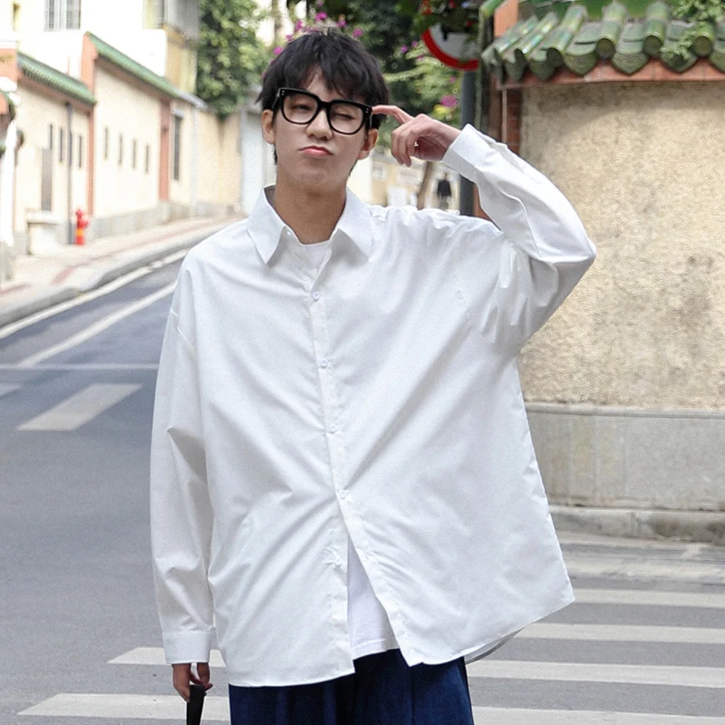 Korean Fashion Mens Shirts Button Down 