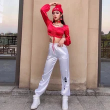 DS сценические костюмы певица диджей хип-хоп джазовая танцевальная одежда красная рубашка белые брюки костюм праздничный наряд рейв одежда DN4674