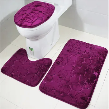 

Bath Mat 3pcs Set Classical Pattern Toilet mat Foot Pad Non-slip Absorbent Bathroom Door Mat set Flannel Bathroom Rug Carpet