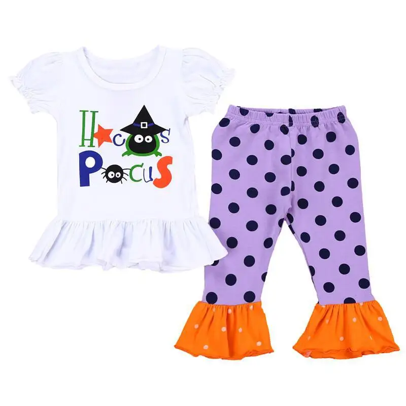 

Halloween Infant Baby Girls Clothes Set Short Sleeve T-shirt Tops Polka Dot Loose Pants Toddler Girls Clothes Outfits Set