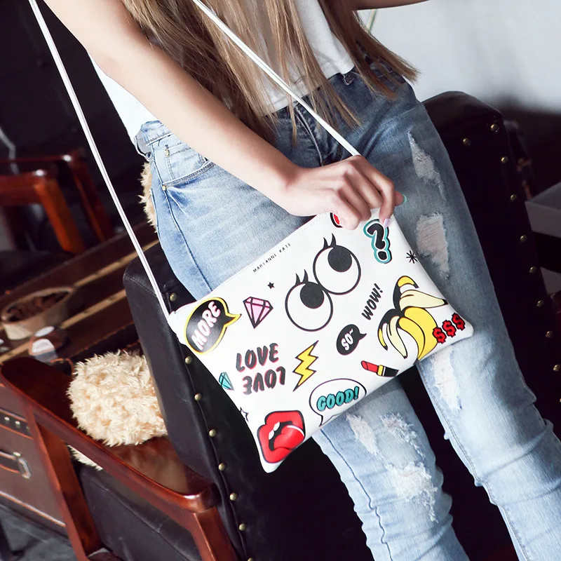 

2016 Summer New Style Spray-print Clutch LADY'S Clutch Bag Graffiti Retro Printed Envelope Shoulder Bag