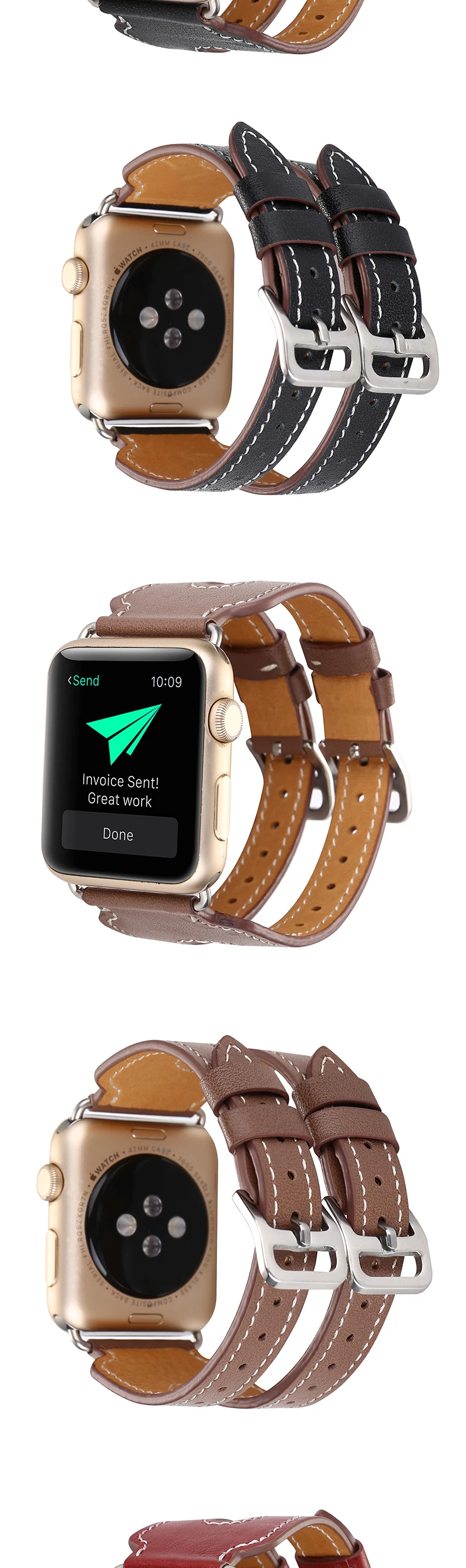 Ремешок для Apple Watch 4, 3, 2, 1, для Apple Watch, браслет с двойной пряжкой, для Iwatch, ремешок, деловые, вечерние, мужские, для Apple Watch, ремешок