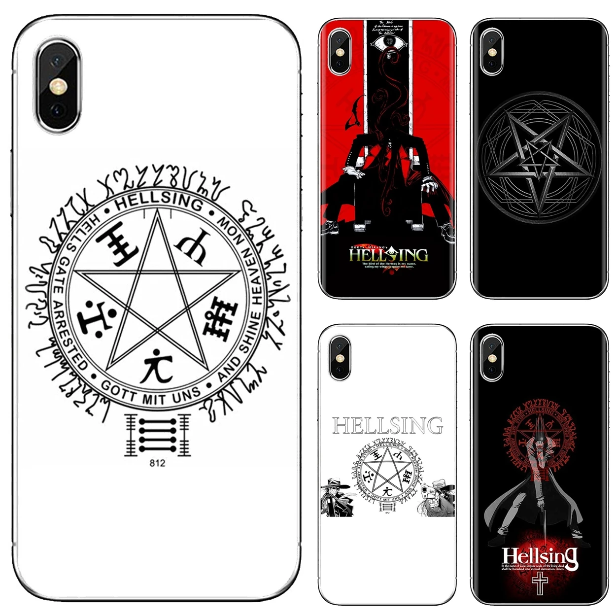 For iPod Touch iPhone 11 Pro 4 4S 5 5S SE 5C 6 6S 7 8 X XR XS Plus Max Hellsing Logo Pentagram Pretty Silicone Phone Case |
