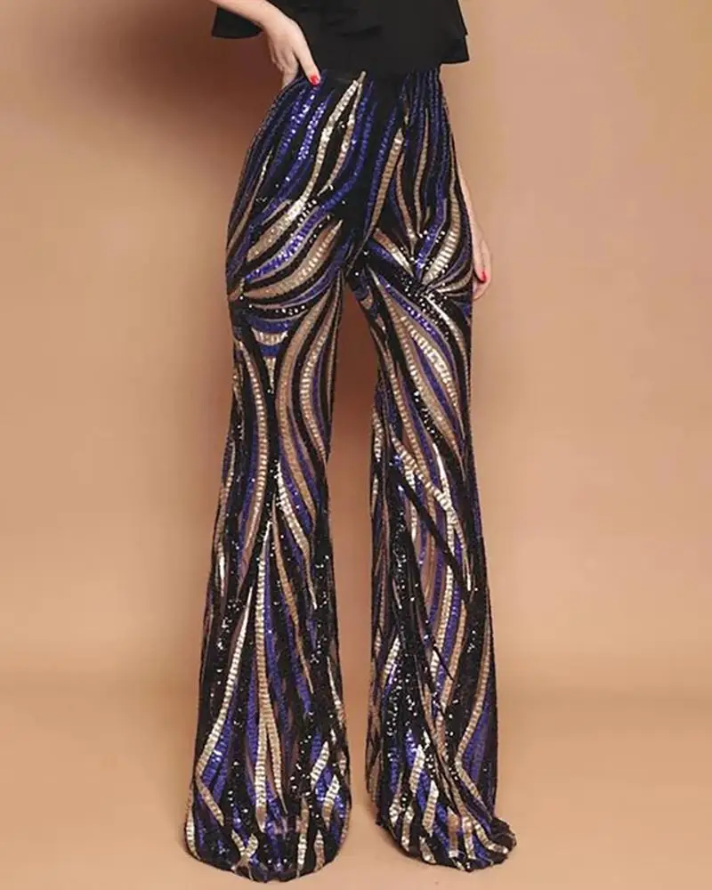 high waisted sequin trousers