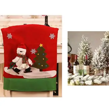 

Chair Covers Santa Claus Snowman Kitchen Table Cover Christmas Chair Cover Holiday Home Party Decoration hot sale