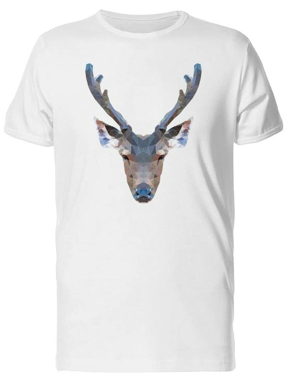 Head Of A Polygonal Deer Men'S Tee -Image By New Unisex Funny Tops Shirt | Мужская одежда