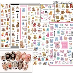 10PCS R-Series Colorful Cartoon Bear Nail Art Stickers Love Heart Brand Decals DIY Slider for Manicure Nail Art Adhesive Decorat