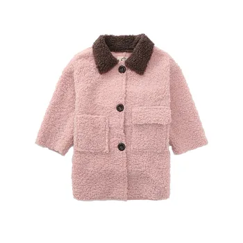 

Children's wear 2019 winter new girls big children Korean version of the warm thickening long paragraph lamb hair coat tide
