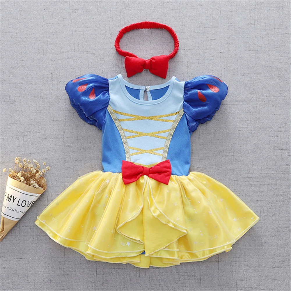 Fancy Fairy Baby Romper Elsa Ariel Belle Rapunzel Princess Costume 1 Year Birthday Tutu Dress Lace Headband Christening Baptism 4