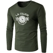 Мужская футболка с длинным рукавом, уличные спортивные топы, модный принт, круглый вырез, осенняя одежда, свободная, большой размер, хлопок, нижняя футболка