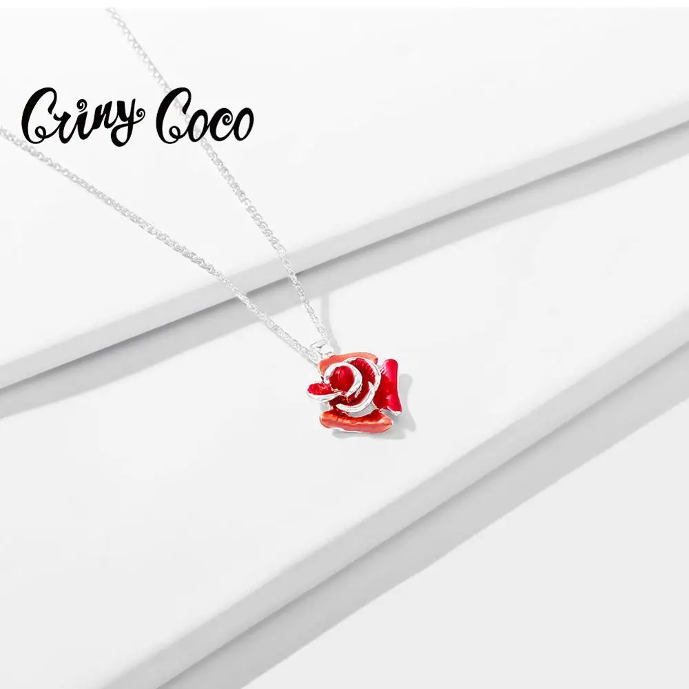 Женские Подвески в виде Розы Cring Coco колье с эмалью и цветочной цепочкой подарок на