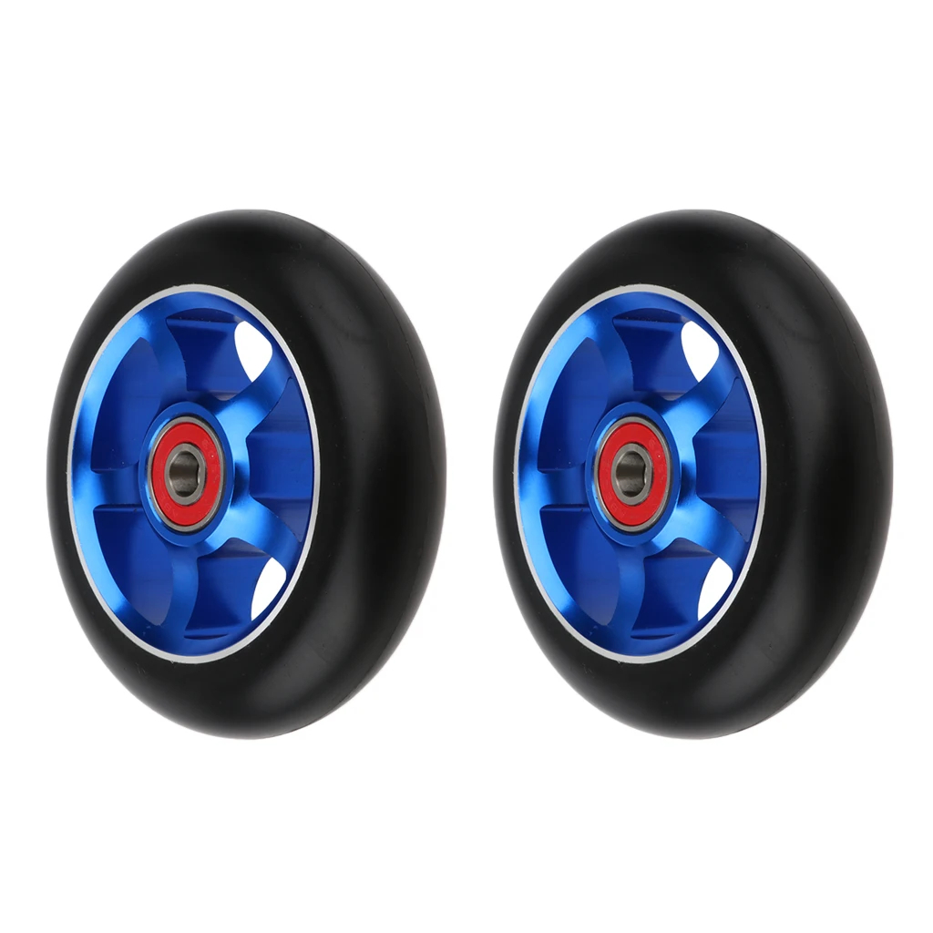 Online 2 piezas de repuesto 100mm empuje Kick ruedas de Scooter con rodamientos y bujes accesorios de piezas de Scooter