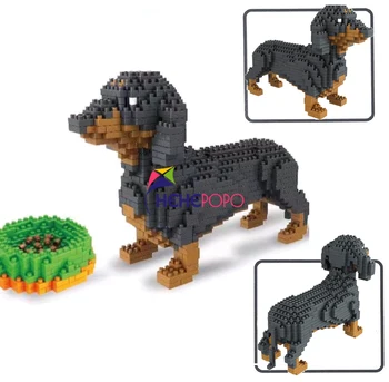 

898pcs 6618-2 Dachshund Building Block Toy for Kid Cute Dog Animal Model Diamond Mini Bricks Building Blocks Toy