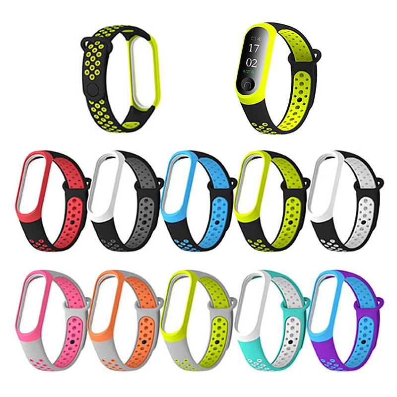 Новый ремешок на запястье для Xiaomi Mi Band 3 двухцветный сменный из ТПУ умных часов