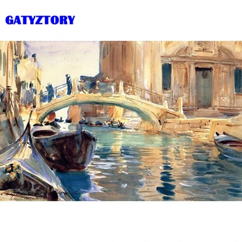 

GATYZTORY Venice Bridge DIY Oil Painting By Numbers On Canvas Framework Coloring By Number Kits Landscape DIY Gift For Adult Kid