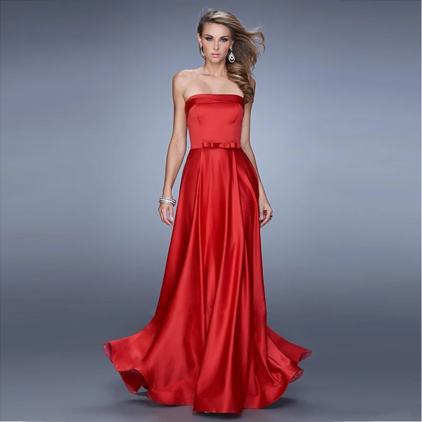 

Vnaix E2506 Elegant Strapless Simple Sexy Prom Dresses A Line Red Party Gown Sexy Long Formal Evening Dresses 2015