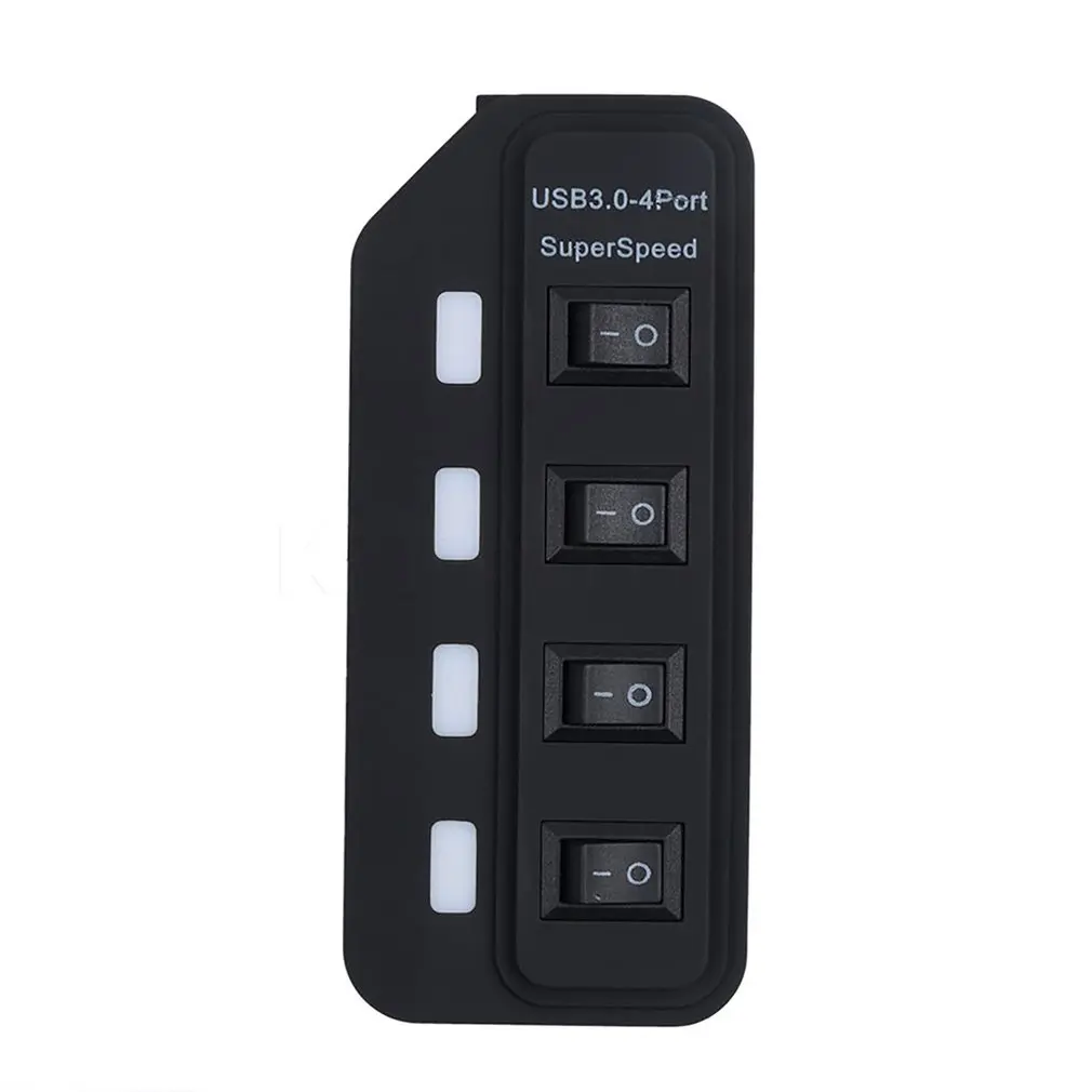 Премиум 4 Порты и разъёмы usb-хаб супер Скорость USB 3,0 концентратор светодиодный индивидуальные вкл/выкл кнопка USB кабель для передачи данных с Мощность адаптер