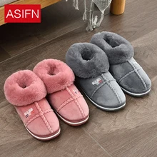 ASIFN/мужские тапочки; зимняя хлопковая домашняя плюшевая теплая Нескользящая женская обувь на меху; удобная пушистая обувь; Zapatos
