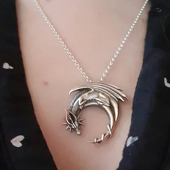 

Dragon Necklace Sleeping Dragon Pendant Necklace Medieval Symbolic Necklace Dragon Jewelry Charm Jewelry