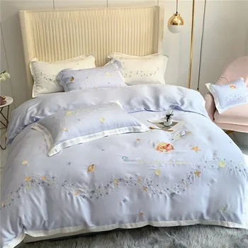 

Princess Style INS Wind Ocean Star Four-piece Set 60 Tencel Summer Silky Sheet Quilt Cover Bedding Article