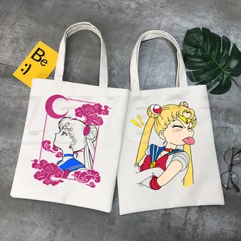 

Sailor Moon Ullzang Japanese Anime 90s Hip Hop Hipster Cartoon Print Shopping Bags Girls Fashion Casual Pacakge Hand Bag