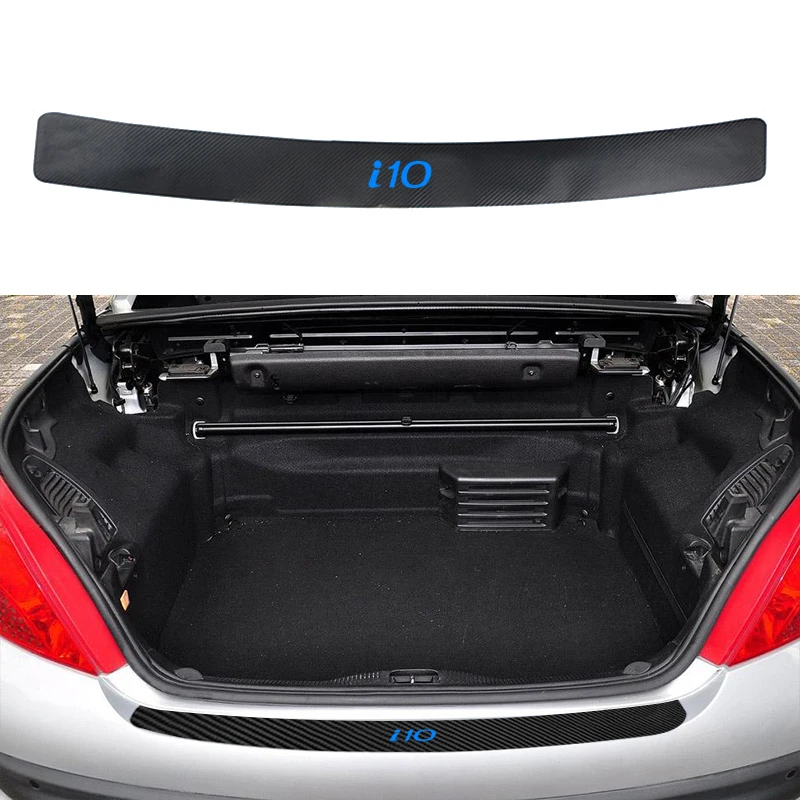 Наклейки на багажник заднего бампера из искусственной кожи для hyundai i10, автомобильный Стайлинг, защитная накладка из углеродного волокна
