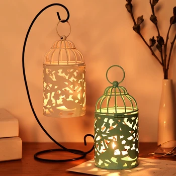 

Hanging Bird Cage Candle Holder Retro Iron Hollow Candlestick Lantern Wedding 67JB