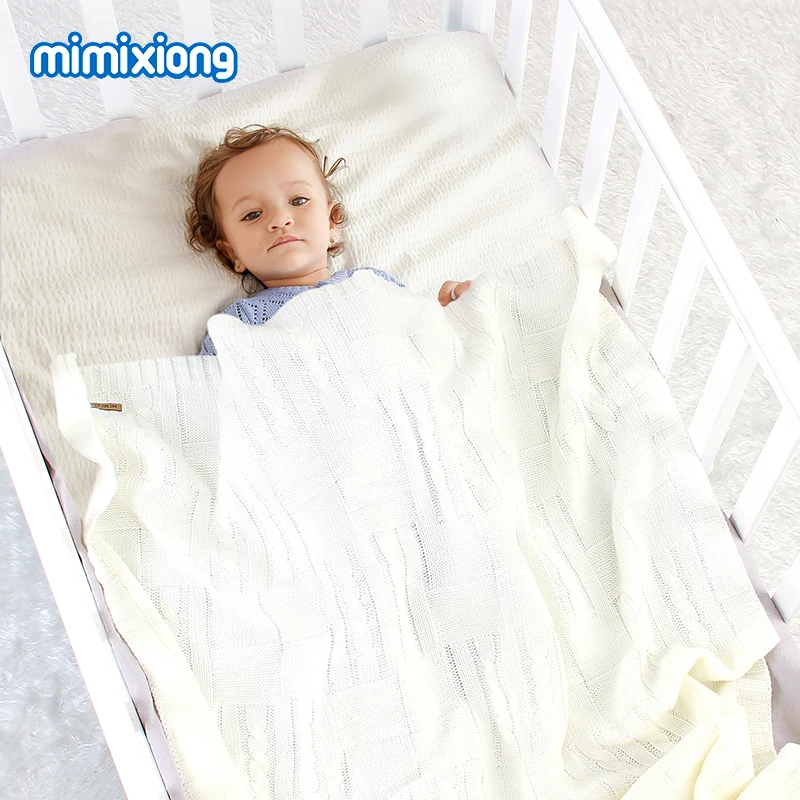Детское одеяло s для новорожденных, Bebes, белье для коляски, чехол для сна, 100*80 см, однотонное Вязаное детское Пеленальное одеяло, одеяло, многофункциональное