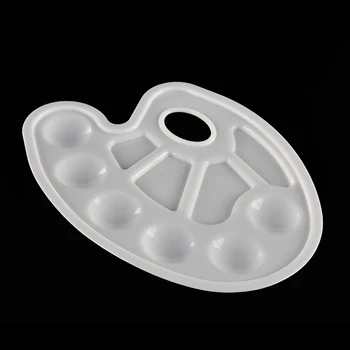 

1pc Plastic Drawing Tray Color Palette Art Paint For Oil Watercolour White Painting Pallet 10 Wells Design With Thumb Hole