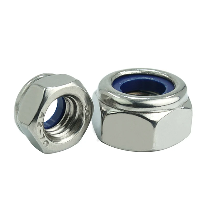 

luhuichang Nylon Lock Nut 304 Stainless Steel Hex Hexagon Locknut M3 M4 M5 M6 M8 M10 M12 M14 Nylon Nut DIN985