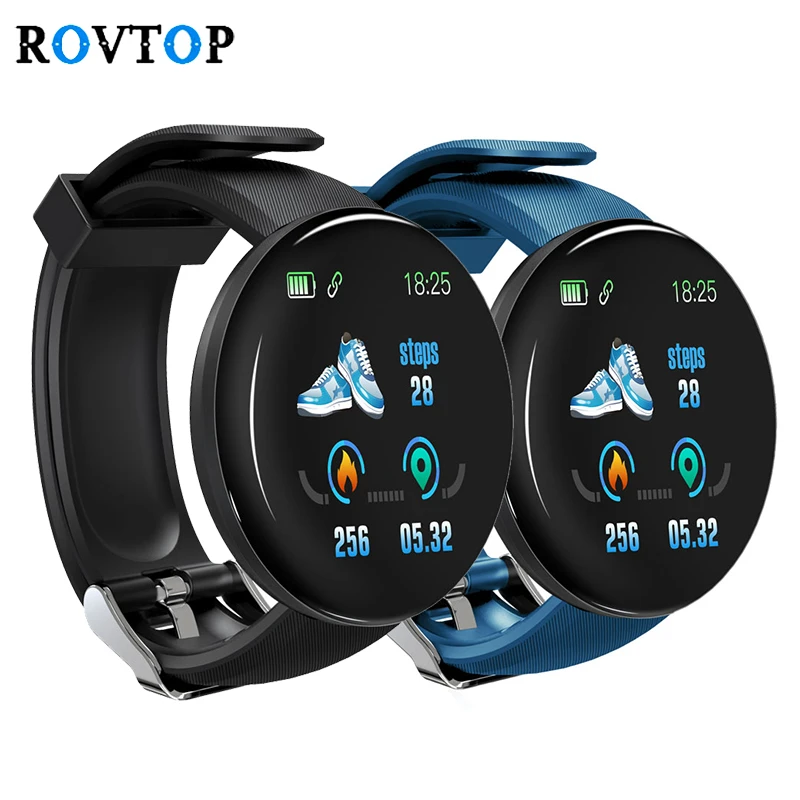 Rovtop D18 Smart Watch Men Women Blood Pressure Round Smartwatch Waterproof  Sport Smart Watch Fitness Tracker For Android Ios Z2 - Smart Watches -  AliExpress