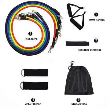 

11pcs/set Pull Rope Fitness Exercises Resistance Bands Loop Tubes Rubber Body Yoga Workout Pedal Training Excerciser Tube L R1G5