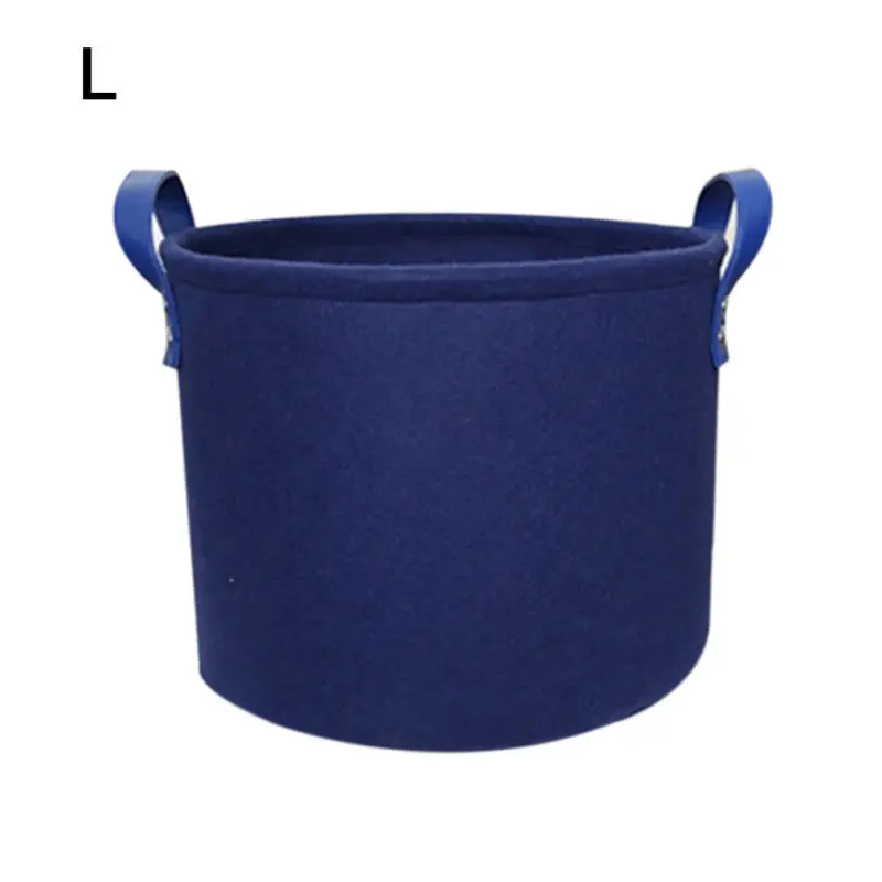 Storage Basket Organizer Bin Large Woven Felt Round With Handle Collapsible 1pcs