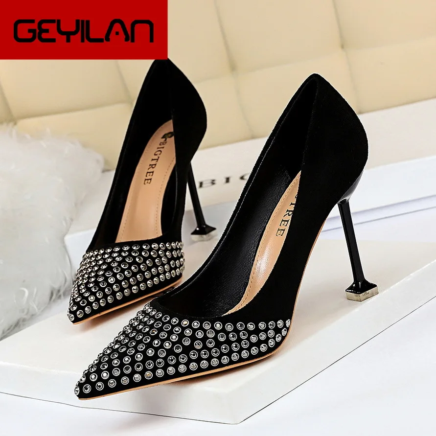 

2020 Women Stripper 9cm High Heels Crytsal Luxury Pumps Lady Scarpins Fetish Sexy Crystal Prom party Bridal Valentine Khaki Shoe