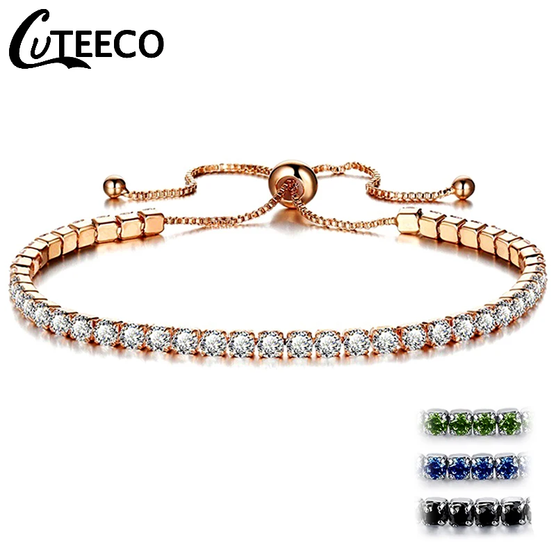 Cuteeco модные женские Стразы кубического циркония регулируемые браслеты ювелирные