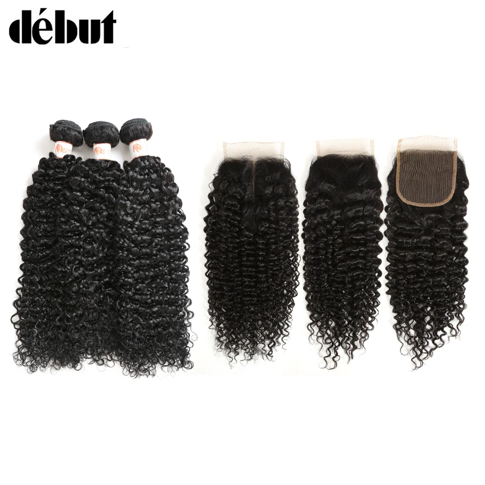 

Debut Curly Bundles With Closure 30 Inch Bundles With Closure 100% Brazilian Hair Weave Bundles 3 4 Curly Bundles With Closure