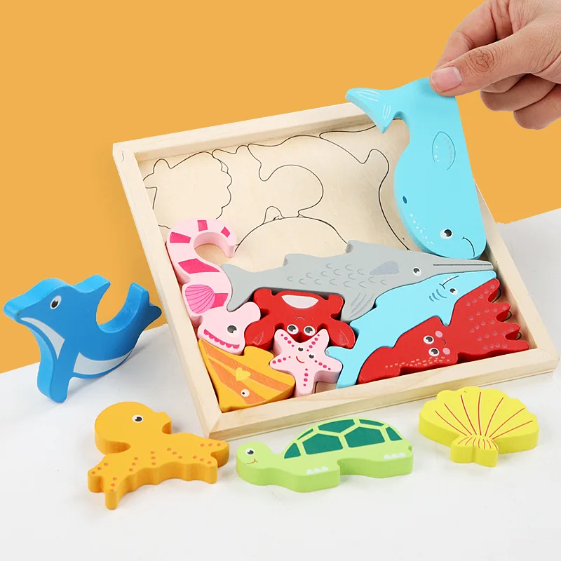

animal balance game shape matching toy puzzles for kids educational and learning Wooden Montessori Color Cognition Kids Toy