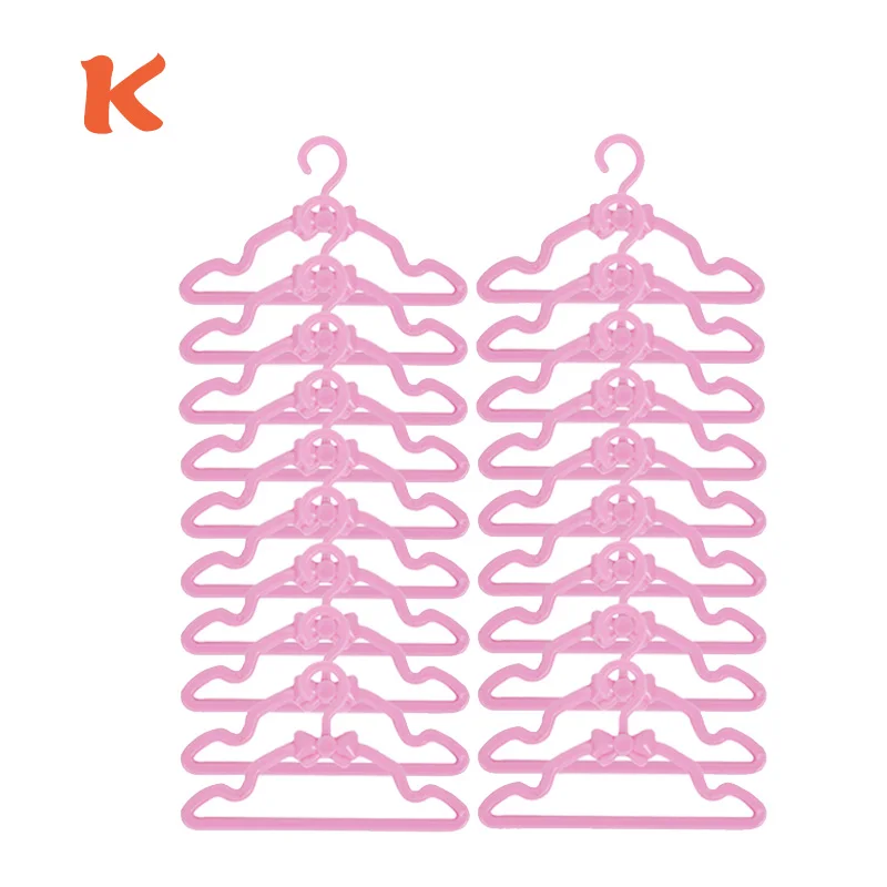 Set of 20 Colorful Mini Plastic Doll Hangers - Stylish Dress Accessories