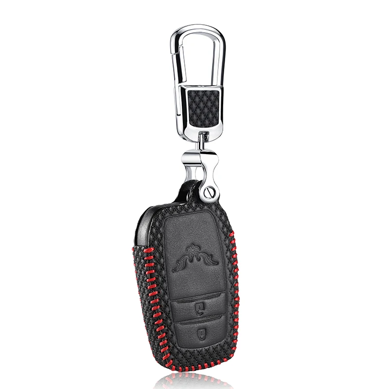 Luckeasy кожаный чехол для ключей Toyota EZ FJCruiser Highlander Rav4 2013 Кнопка автомобильный держатель Чехол key3 - Название цвета: red line